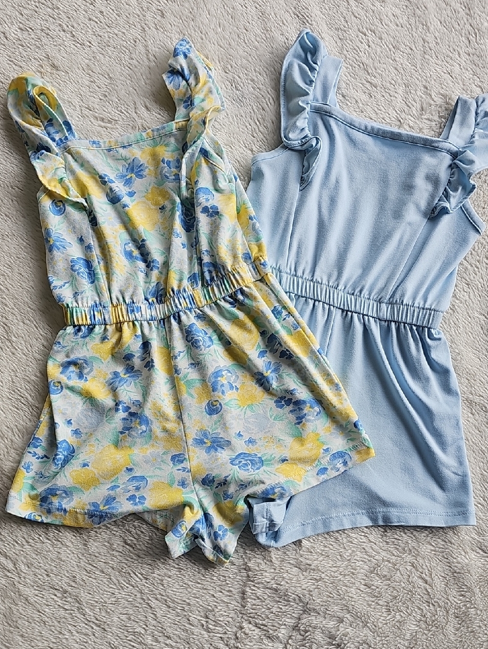 btween Yellow & Light Blue Floral and Solid Romper Set